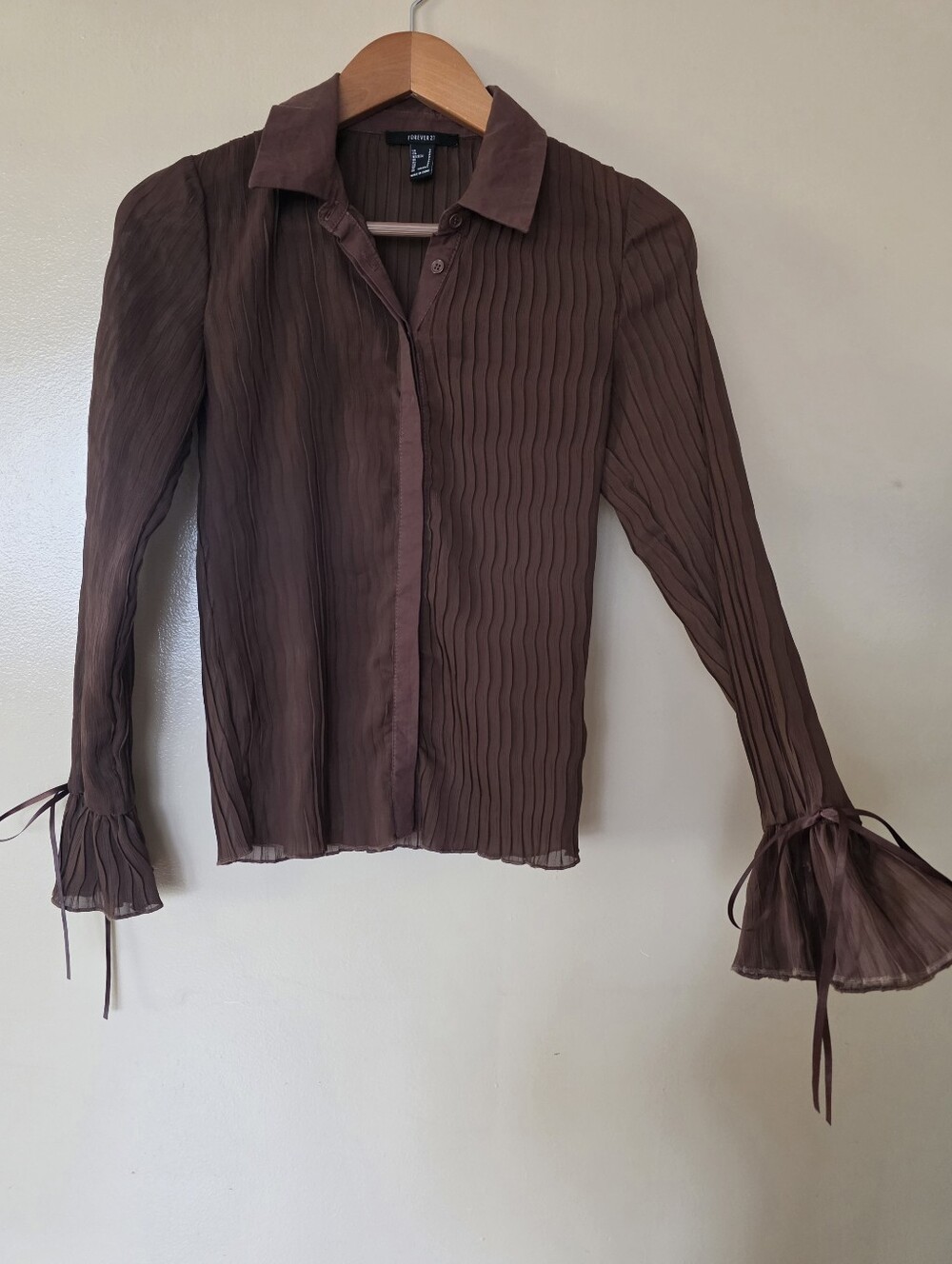 Whimsigoth Witchy Sheer Chocolate Brown Top S Office Siren Goblincore Moody 90s